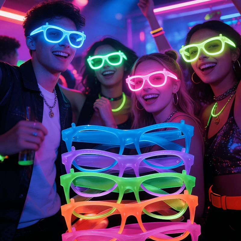2/24個入り 暗闇で光るネオングラス レンズなし 発光グラ - Glow In The Dark Party Glasses のレビューと価格